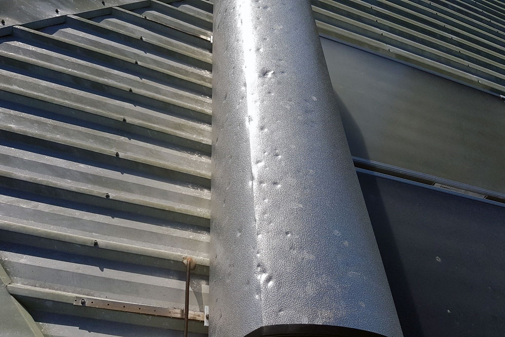 Hail damage to the solar hot water unit